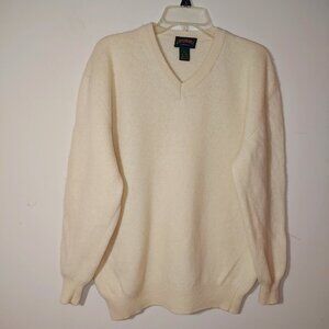Cambridge Classics Wool Blend V-Neck Long Sleeves Sweater Size XL Cream